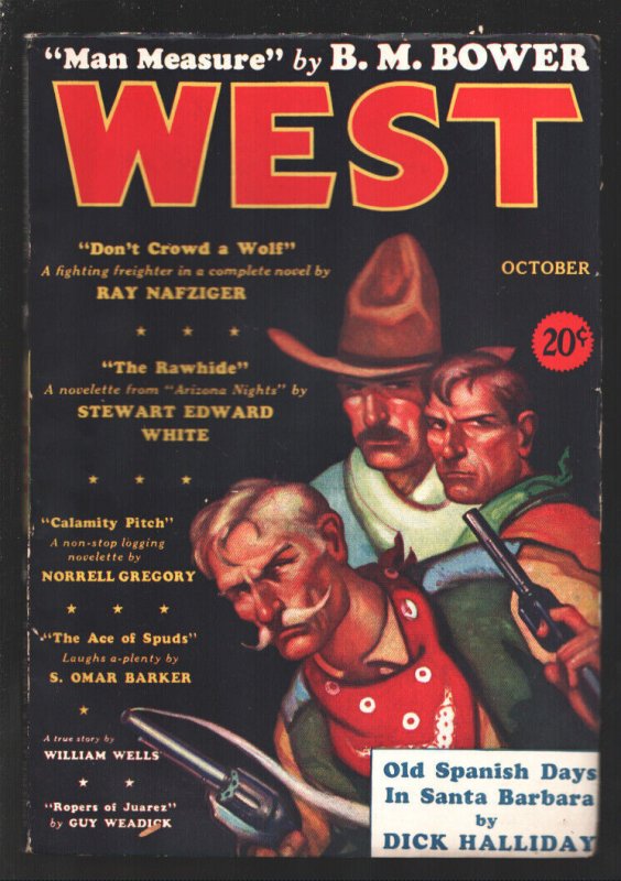 West 10/1933-Duncan McMillian cover art-Ray Nafziger-B.M. Bower-S. Omar Barke...