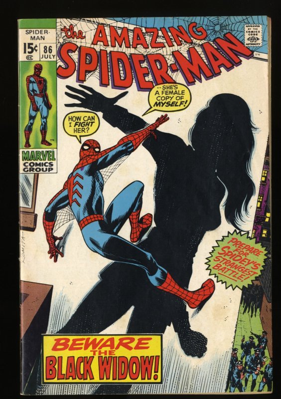 Amazing Spider-Man #86 FN- 5.5 Origin of Black Widow!