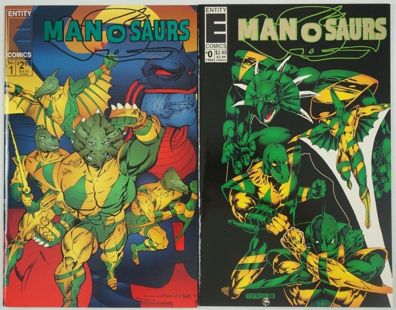 Manosaurs #0 & 1 VF/NM complete series - steve stern - entity comics dinosaurs