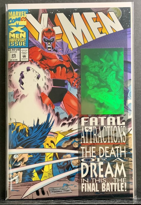 X-Men #25 (1993) Magneto Rips Adamantium Out of Wolverine Gambit Hologram Cover