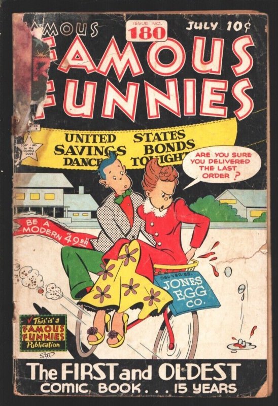 Famous Funnies #180 1949-Bicycle cover-Buck Rogers-Scorchy Smith-Oaky Doaks &...