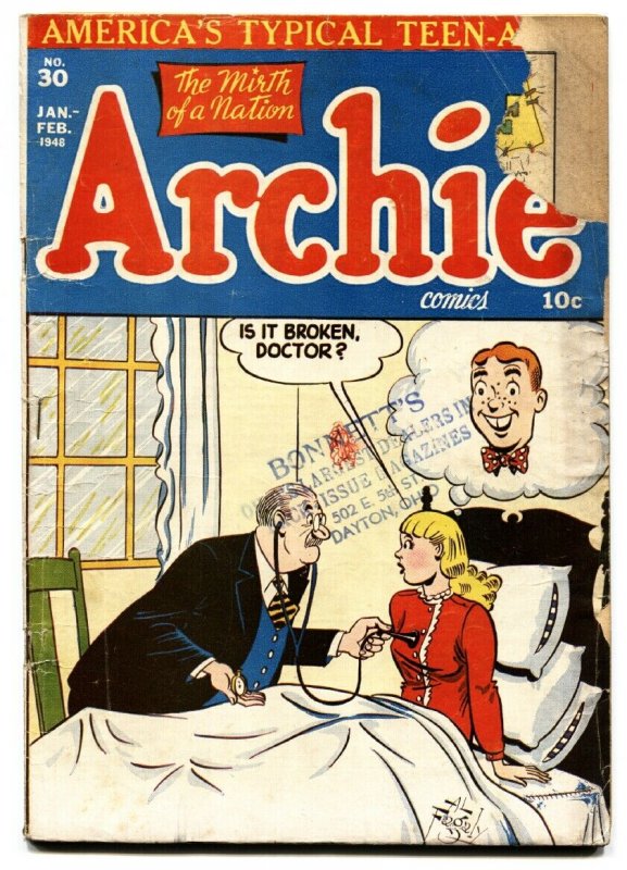 ARCHIE COMICS #30 comic book 1948 BETTY & VERONICA-AL FAGALY ART