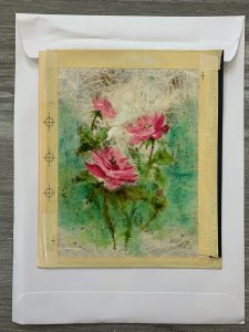 HAPPY MOTHERS DAY Painted pink Flowers 7x8.5 Greeting Card Art MD7540