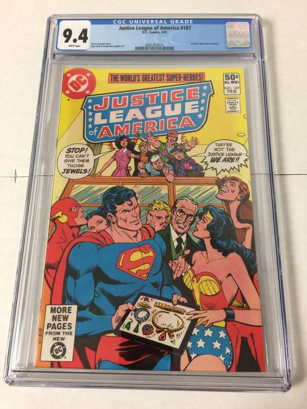 Justice League Of America 187 Cgc 9.4 White Pages