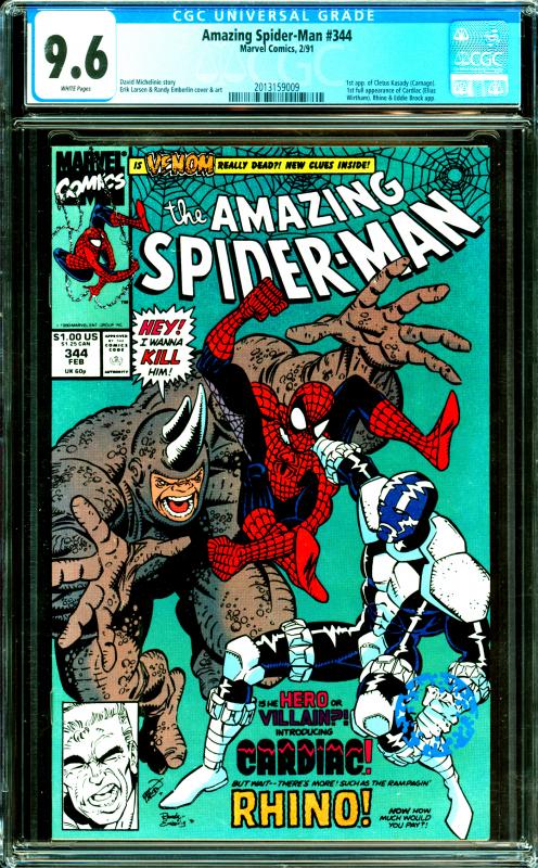 Amazing Spider-Man #344 CGC Graded 9.6 1 Appearance of Carnage & Cardiac