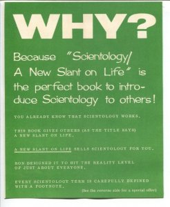Why Scientology? 1960's-L Ron Hubbard-book promo-order form-FN