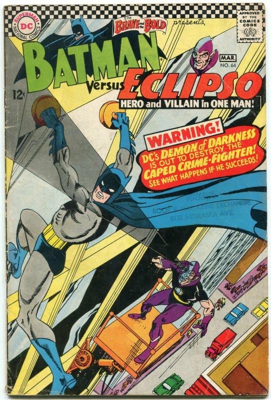 Brave and the Bold #64 1966- Batman- Eclipso- DC Silver Age VG