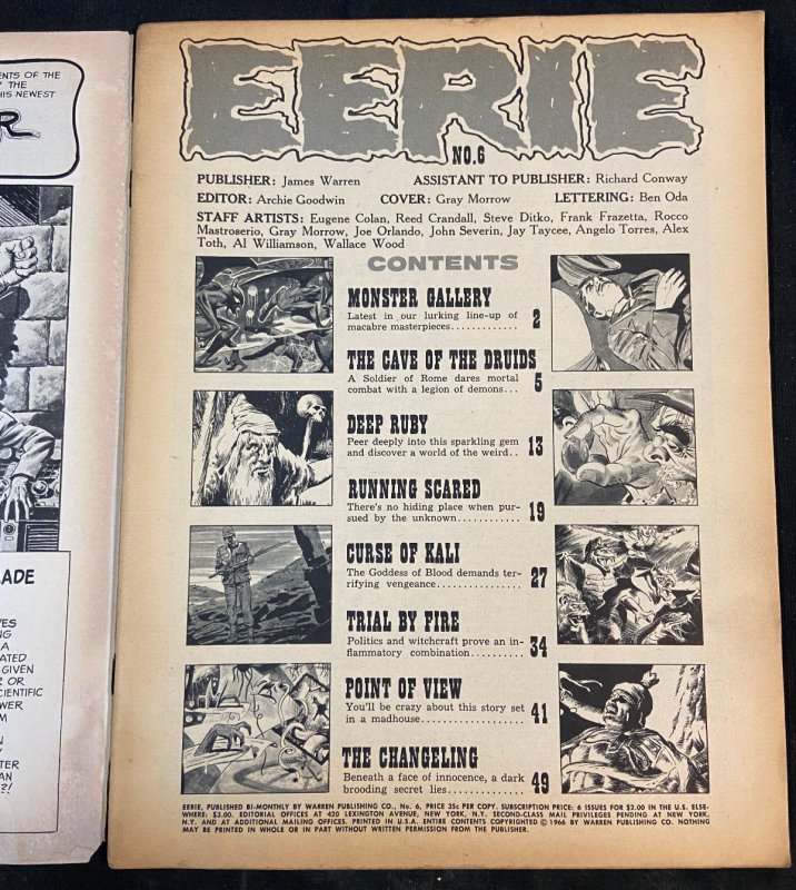 WARREN MAGAZINE EERIE #6 NOVEMBER 1966 VG/FN