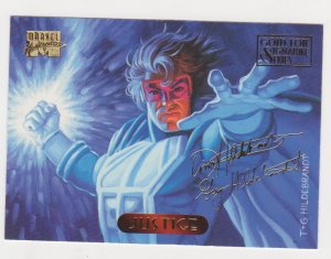 1994 Marvel Masterpieces Gold Foil Signature Series #64 Justice/Hiderbrant