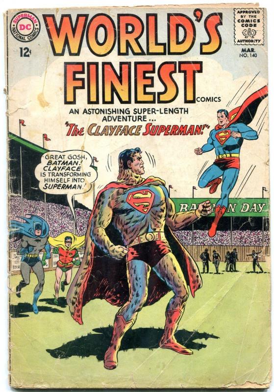 WORLDS FINEST #140 1964-CLAYFACE-BATMAN-SUPERMAN GREEN ARROW