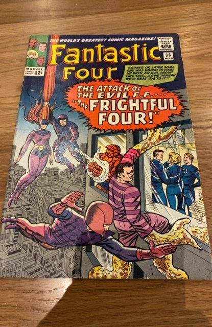 Fantastic Four #36 (1965)first app of Medusa and frightful four nice fn/vf