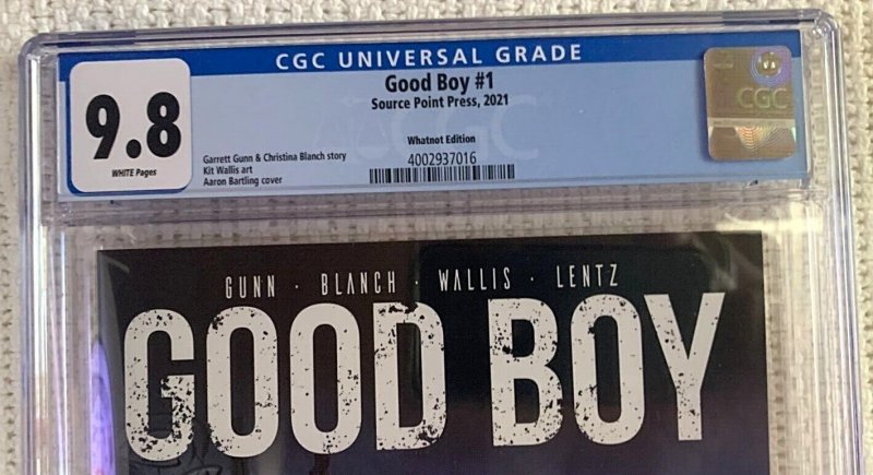 ?~SOURCE POINT PRESS~GOOD BOY #1~WHATNOT EXCLUSIVE~BARTLING VARIANT~CGC 9.8~?