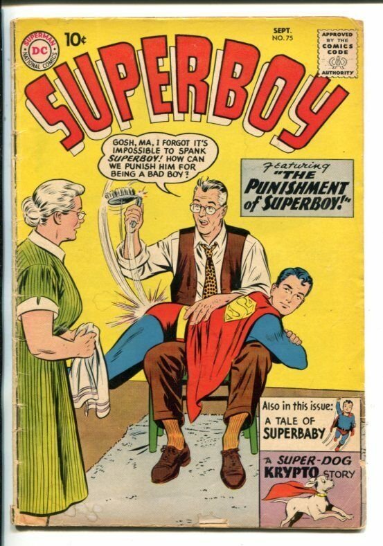 SUPERBOY #75-1959-DC-SPANKING COVER-KRYPTO STORY-good