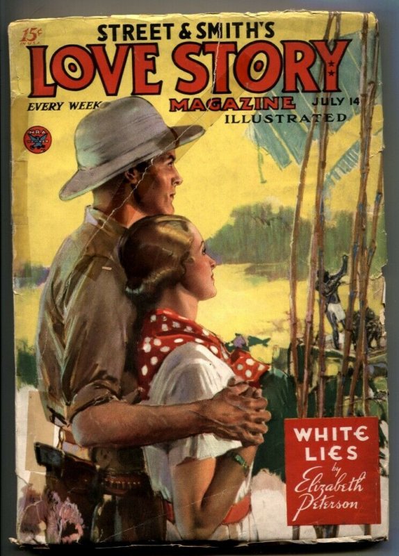 Love Story Pulp July 14 1934- WHITE LIES- Jungle cover G 