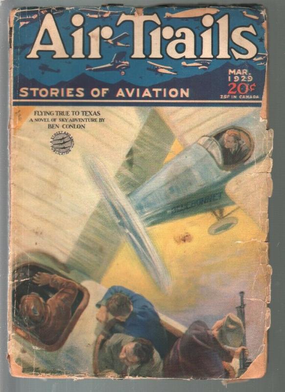Air Trails 3/1929-air battle cover-Raoul Whitfield, Ben Conlon-G