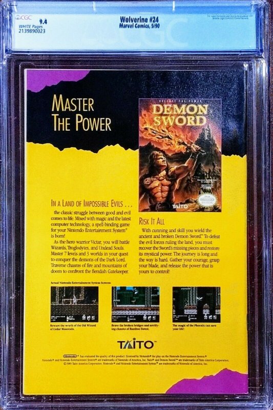 Wolverine 24 CGC 9.4 Jim Lee X-Men 3653 Marvel 1990