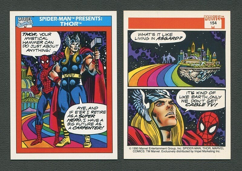 1990 Marvel Comics Card  #154 (Spiderman Presents: Thor) / MINT