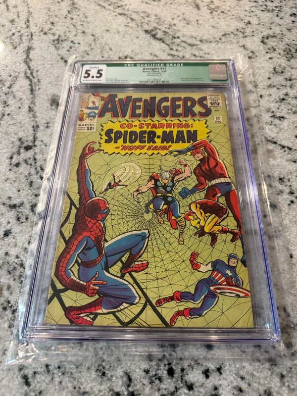 Avengers # 11 CGC Graded 5.5 Marvel Comic Book Qualified 1964 Spider-Man JH33
