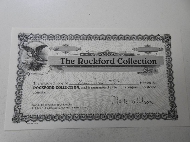 King Comics #87 (1943) FN/VF Condition! Rockford Pedigree Cert!