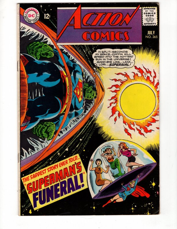 Action Comics #365  SUPERMAN'S FUNERAL! Supergirl Lana Lang Silver Age DC