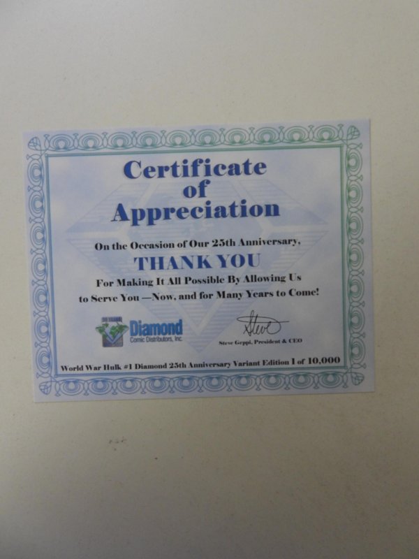 World War Hulk #1 Diamond Distributors Exclusive Sketch Variant VF- condition