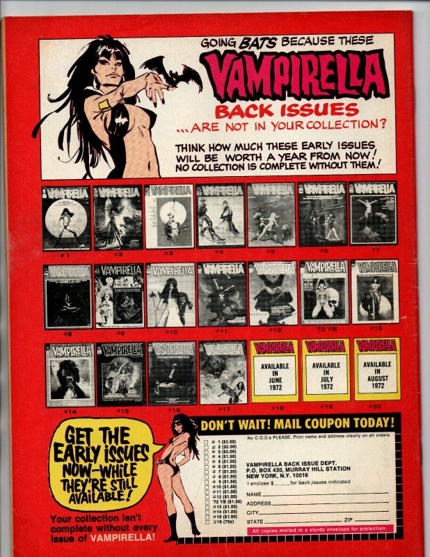 Vampirella #17 - Horror Magazine - Warren - 1972 - VF 