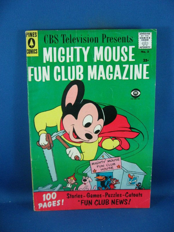 MIGHTY MOUSE FAN CLUB MAGAZINE 3 F+ 1958 NICE BACK COVER