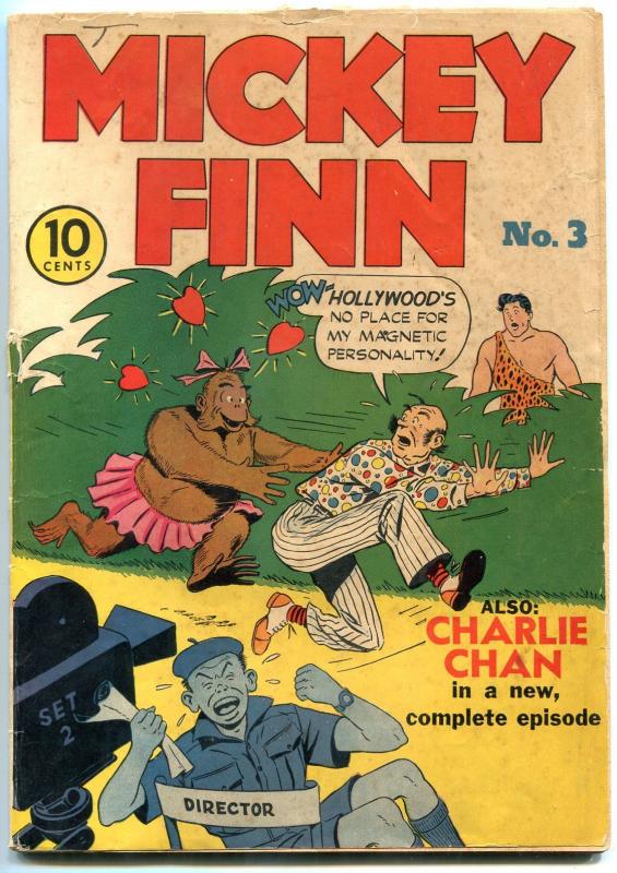 Mickey Finn #3 1942- Nude panel- Charlie Chan- Golden Age comic G