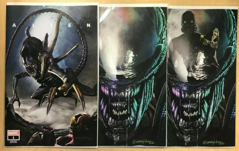 Alien #1 Greg Horn Exclusive 3 Book Set Dress Virgin & Virgin w/ Space Marine 