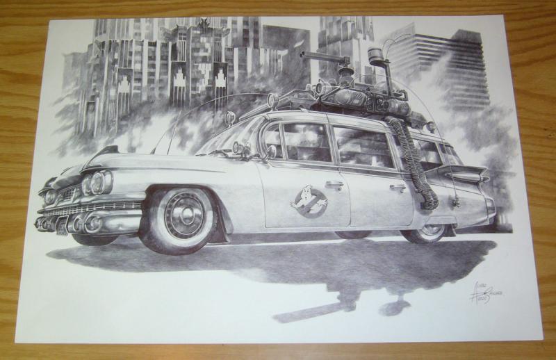 Ghostbusters Ecto-1 original art - art commissioned by 88MPH 