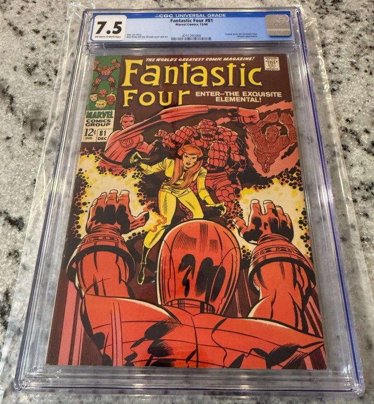 Fantastic Four # 81 CGC Graded 7.5 Marvel Comic Book 1968 Stan Lee J. Kirby JH33