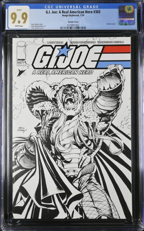 GI Joe #303 CGC 9.9 MINT Kubert Serpentor Sketch Cover B Image 2024 Above 9.8 WP