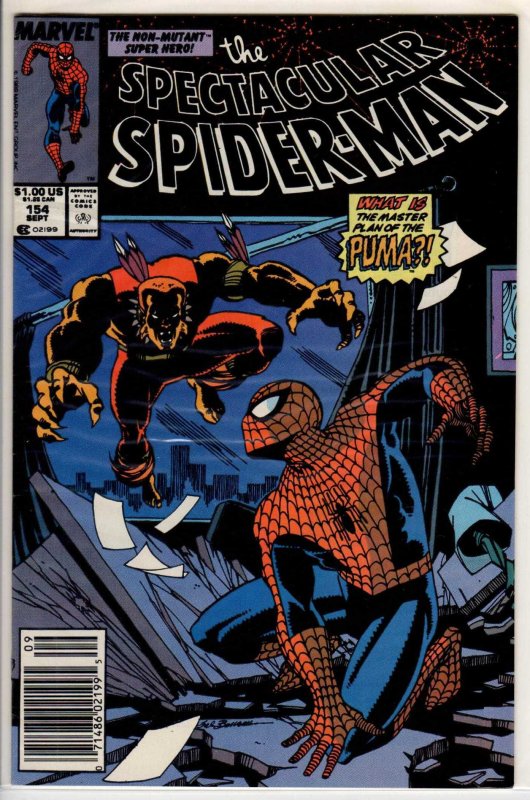 The Spectacular Spider-Man #154 Newsstand Edition (1989) 9.2 NM-