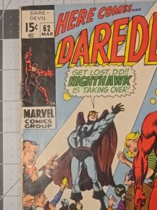 Daredevil #62 ?-Origin Story Of NIGHTHAWK (Marvel Comics March 1970)