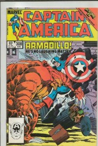 Captain America #308 ORIGINAL Vintage 1985 Marvel Comics 1st Armadillo
