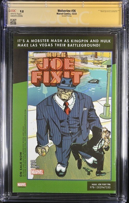 Wolverine (2023) #36 (CGC 9.8 SS) Signed Ryan Stegmanl * Second Printing