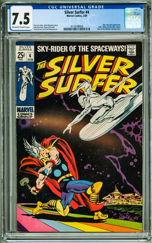 The Silver Surfer #4 (1969) CGC 7.5! OWW Pages!
