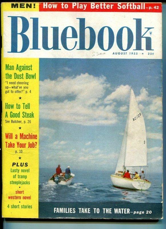 BLUE BOOK PULP-AUGUST-1955-G/VG-KNOPF COVER-HARTLEY-TURNER-KEITH G/VG