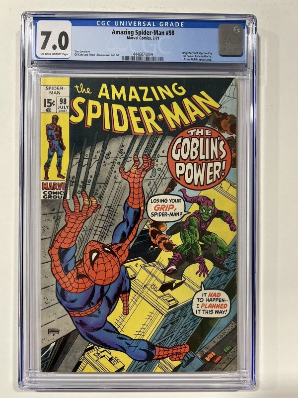 Amazing Spider-Man 98 1971 Cgc 7.0 OW/W pages Marvel Comics