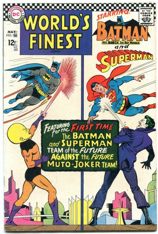 WORLDS FINEST #166 1966-DC COMICS-BATMAN-SUPERMAN-JOKER FN