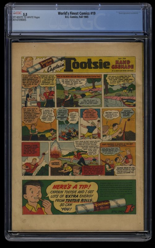 World's Finest Comics #19 CGC FN- 5.5 Off White to White Joker Appearance!