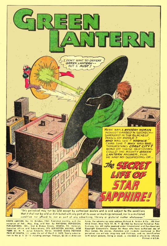 GREEN LANTERN #16 (Oct1962) 4.5 VG+ ★ Gil Kane!  Origin of Star Sapphire!