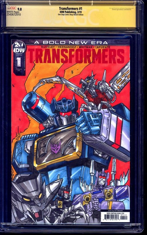 Transformers #1 ONE STOP BLANK CGC SS 9.8 SOUNDWAVE SKETCH by Alex Milne LYDIC