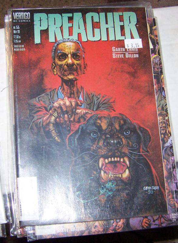 preacher  #55 vertigo dc 1999 garth Ennis high quality  PAINTED COVER BY FABRY