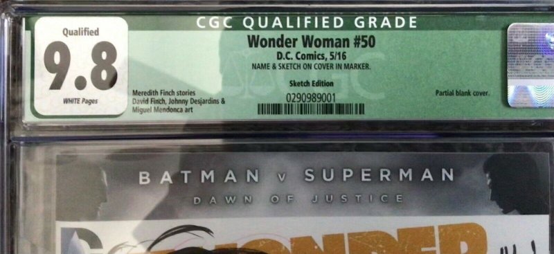 Wonder Woman 50, Gold Sketch Edition, 1 of 13 in world. CGC 9.8!!!