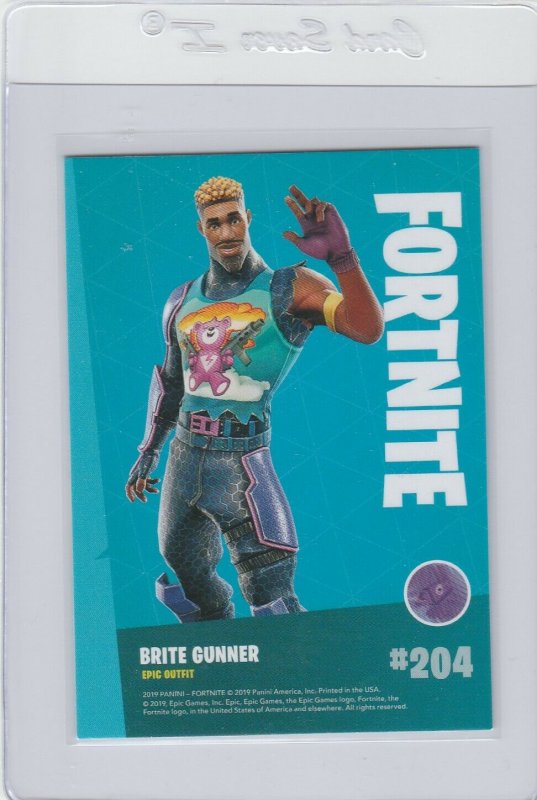 Fortnite Brite Gunner 204 Epic Outfit Panini 2019 trading card series 1