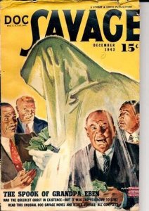 DOC SAVAGE-12/1943-WEIRD COVER-RARE VG+