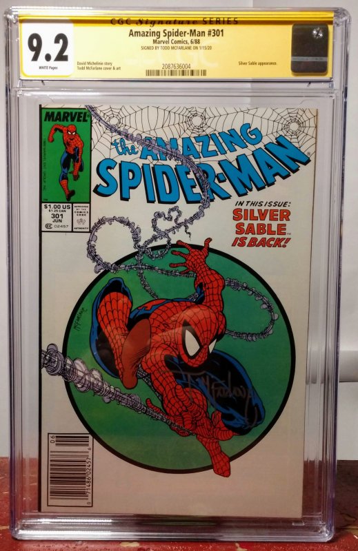 Amazing Spider-Man #301 Newsstand Variant, CGC 9.2, Signed by T. McFarlane