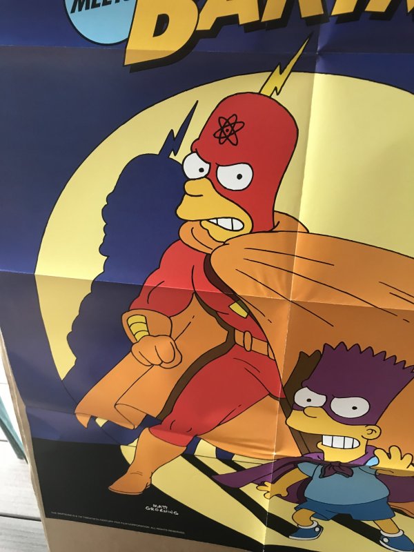 RADIOACTIVE MAN & BARTMAN BONGO SIMPSONS Folded Promo Poster : 1993 NM 20” x 26”