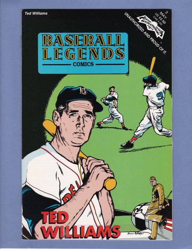 Baseball Legends Comics #3 NM- Ted Williams Revolutionary Comics